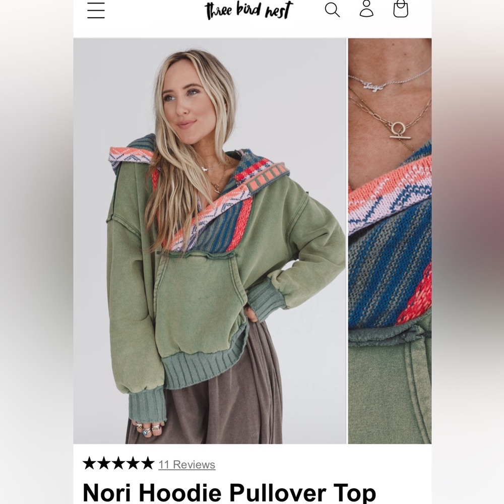 Worn Once! Three Bird Nest Nori Hoodie Pullover - S